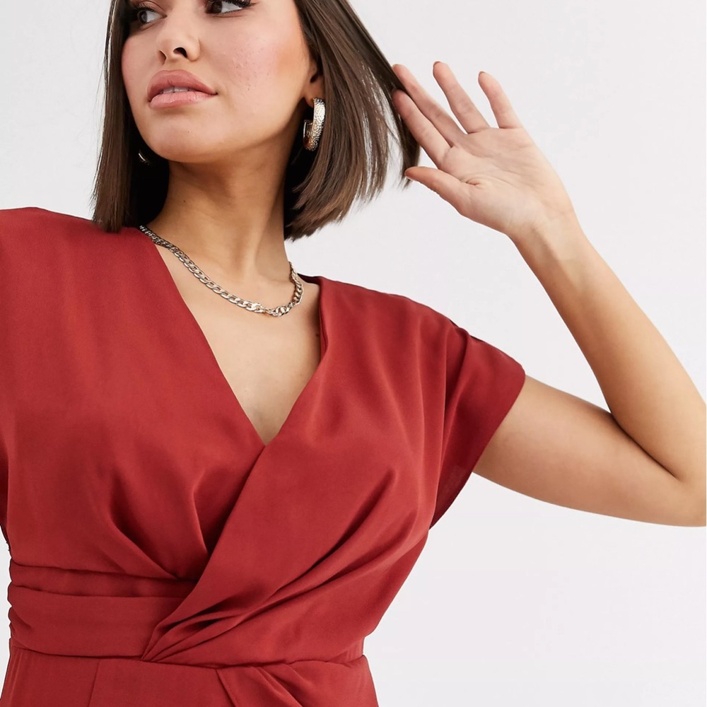 Asos Design Twist And Drape Front Midi Dress - image 4